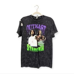 OutKast Black Tie Dye Graphic HipHop Stankmania Band Tee FLAWED